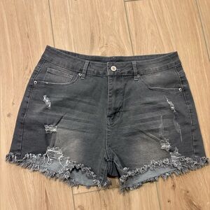 Black high waisted denim jean short